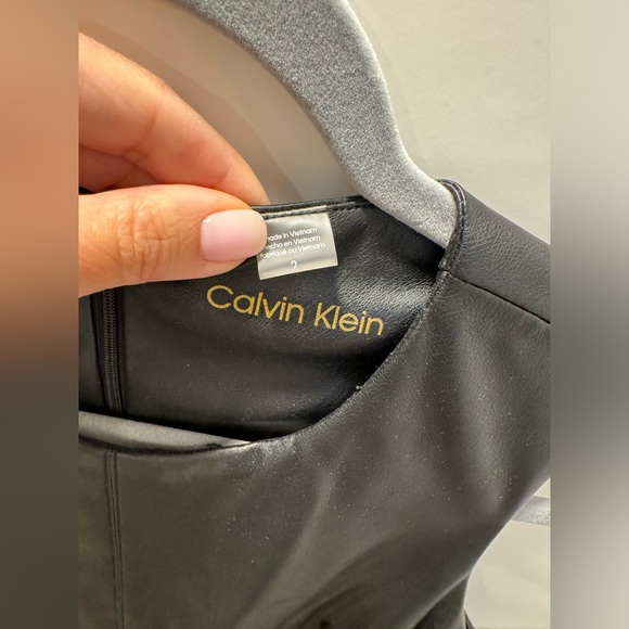 Calvin Klein faux leather A-line dress - Picture 5 of 7
